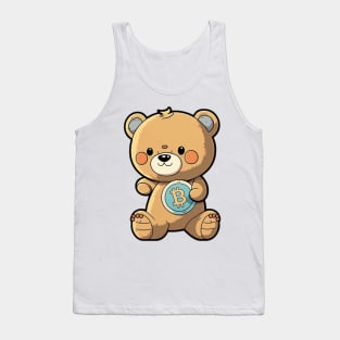 Cartoon Teddy Bear with a Bitcoin Coin - A Must-Have for Cryptocurrency Fans! Tank Top